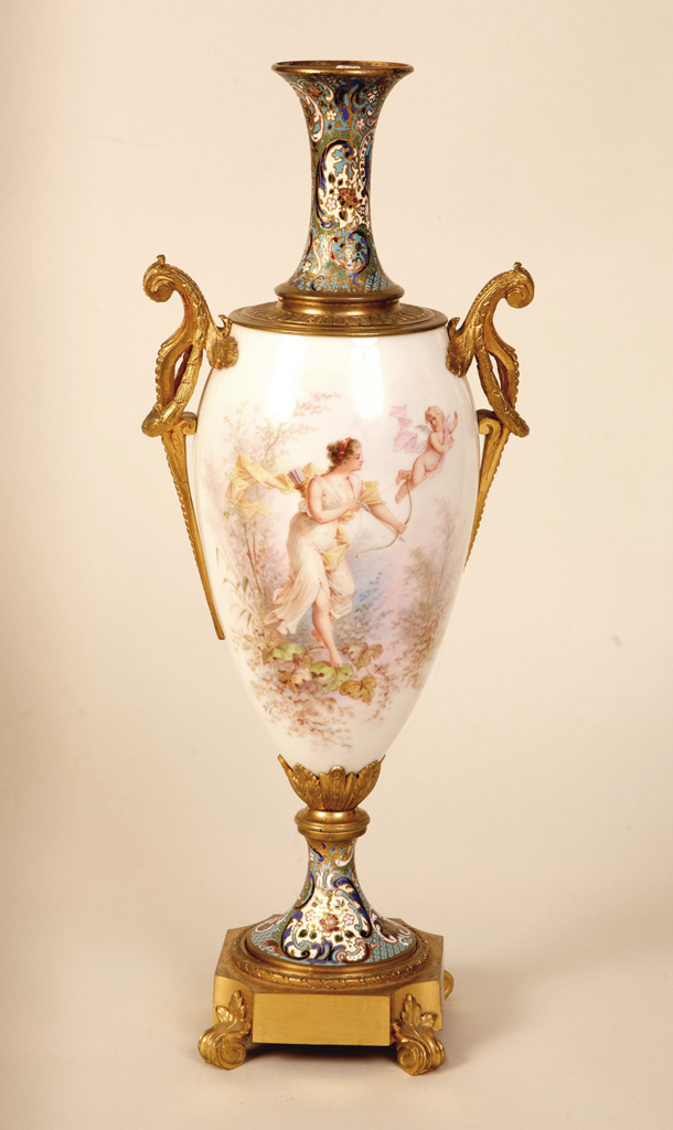 Sevres Style Champleve Mounted Vase